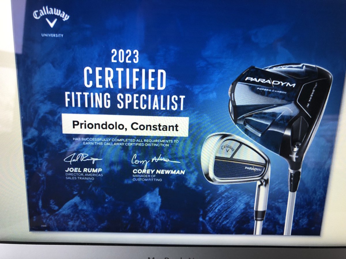 Priondolo's tweet photo. Proud! Just completed «  CALLAWAY University « training. Thanks @CallawayGolf for these educational tools. The new products are mind blowing. @BruceCarroll11 @PoirierDanny https://t.co/gjyAdOPgua