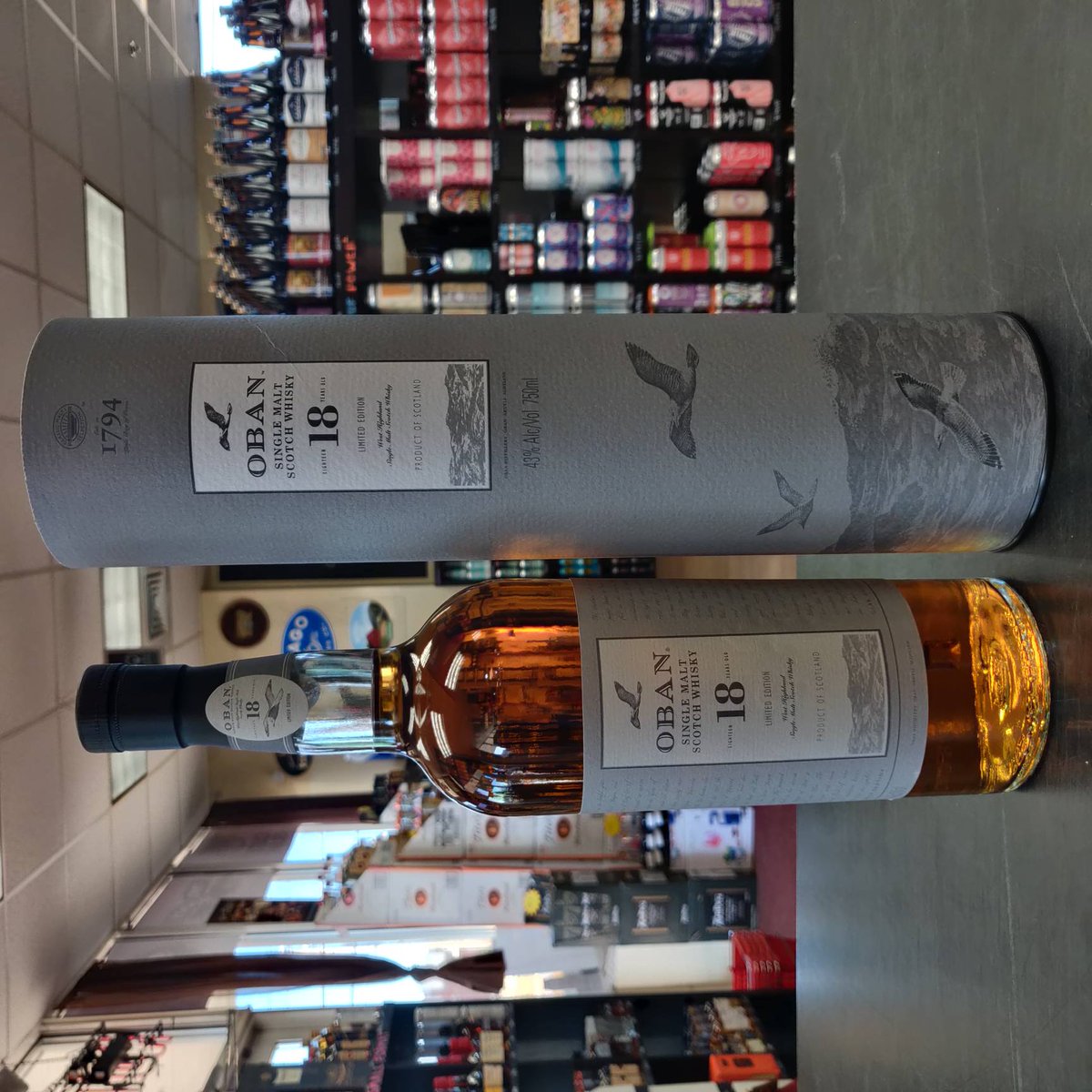OurLiquorStore's tweet photo. @ObanMalt 18 Year is a limited edition #islay scotch #whisky that's exclusive to the United States. It's an elegantly matured single malt that balances opulent fruit flavors with rich peat smoke and spicy wood, culminating in a long, smooth, finish. #ourliquorstore #oban #scotch https://t.co/FkQSMixVEV