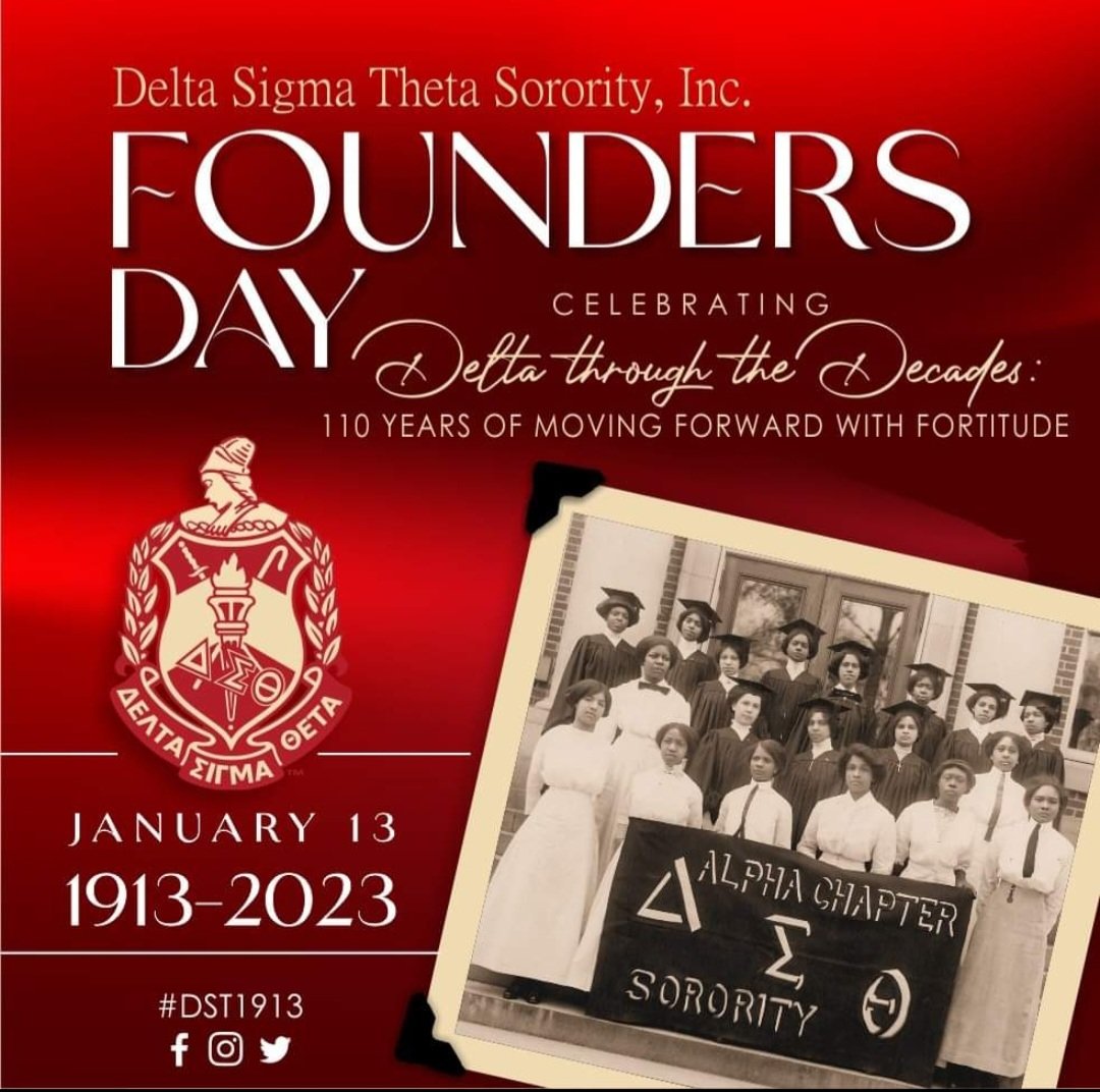 Happy Founders' Day, Sorors! And an extra-special shout out to the Delta Iota Chapter on the campus of Grambling State University!! 
🔺️🐘🔺️🐘
#DST1913
#DeltaIotaSpring99
#34SilenceOfTheLambs 
#110YearsOfSisterhoodScholarshipAndService