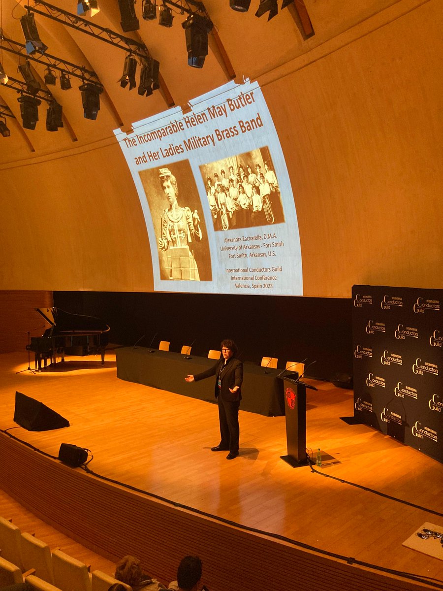 conguild's tweet photo. Alexandra Zacharella presents "The Incomparable Helen May Butler and Her Ladies Military Brass Band" at the 2023 International Conductors Guild Conference Valencia. https://t.co/yiX369MZ2M