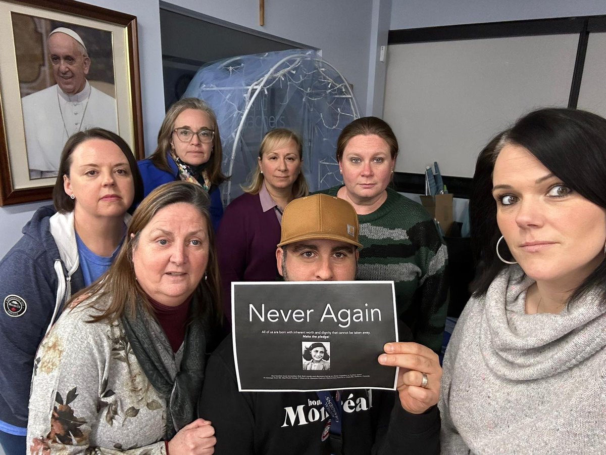 Catholic Teachers (@oectaheu) on Twitter photo The HEU Executive takes the pledge of #NeverAgain.
Friday, January 27th is International Holocaust Remembrance Day so please wear blue and join us in pledging #NeverAgain
Thank you @OakvilleGr7s for starting this important initiative.  
<a href="/CanadianFSWC/">Friends of Simon Wiesenthal Center</a> <a href="/OECTAProv/">Catholic Teachers</a> The HEU Executive takes the pledge of #NeverAgain.
Friday, January 27th is International Holocaust Remembrance Day so please wear blue and join us in pledging #NeverAgain
Thank you @OakvilleGr7s for starting this important initiative.  
<a href="/CanadianFSWC/">Friends of Simon Wiesenthal Center</a> <a href="/OECTAProv/">Catholic Teachers</a>