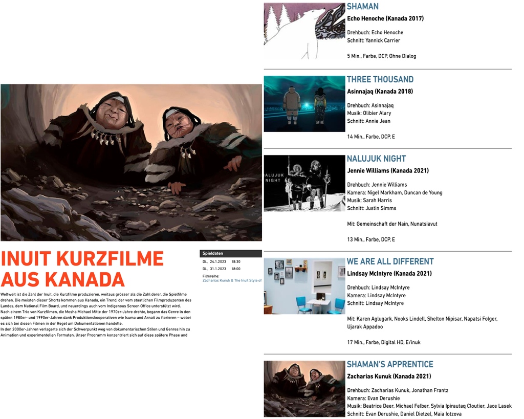 IsumaTV's tweet image. honoured to be in this great lineup of #Inuit short films screening at Filmpodium Zurich January 24th and 31st! #inuitfilms #nunavik #nunatsiavut #nunavut #shortfilms #inuktitut #inuitculture #canadianfilms #canfilm
