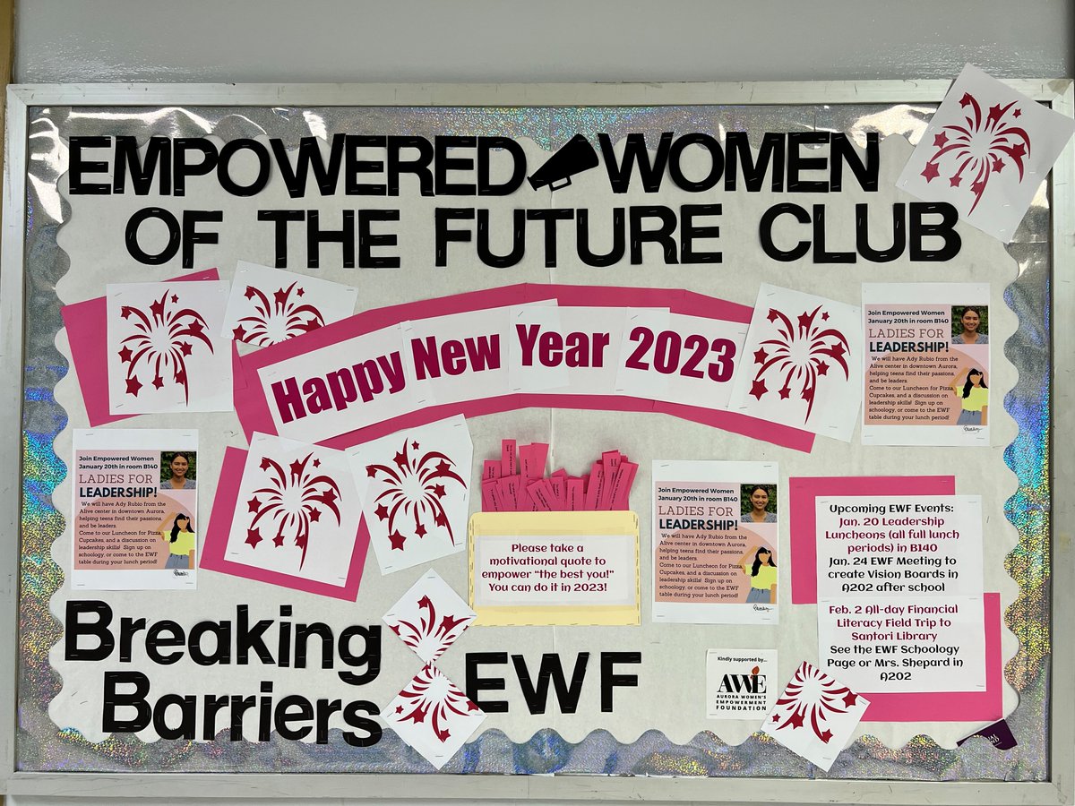 WAactivities's tweet photo. Stop by the Empowered Women of the Future Bulletin board across from the Character House to pick up a motivational quote! https://t.co/1BbM0q1qm2