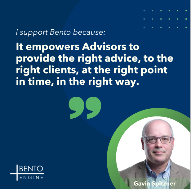 Bento Engine Inc. (@bentoengine) on Twitter photo Bento is supported by a rockstar Advisory Council, including industry sage <a href="/gspitzner/">Gavin Spitzner</a> -- Gavin's deep #wealthmanagement and #financialplanning expertise and passion for driving innovation in our great industry are invaluable on our journey.
Visit us at bit.ly/3wkb3Kd Bento is supported by a rockstar Advisory Council, including industry sage <a href="/gspitzner/">Gavin Spitzner</a> -- Gavin's deep #wealthmanagement and #financialplanning expertise and passion for driving innovation in our great industry are invaluable on our journey.
Visit us at bit.ly/3wkb3Kd