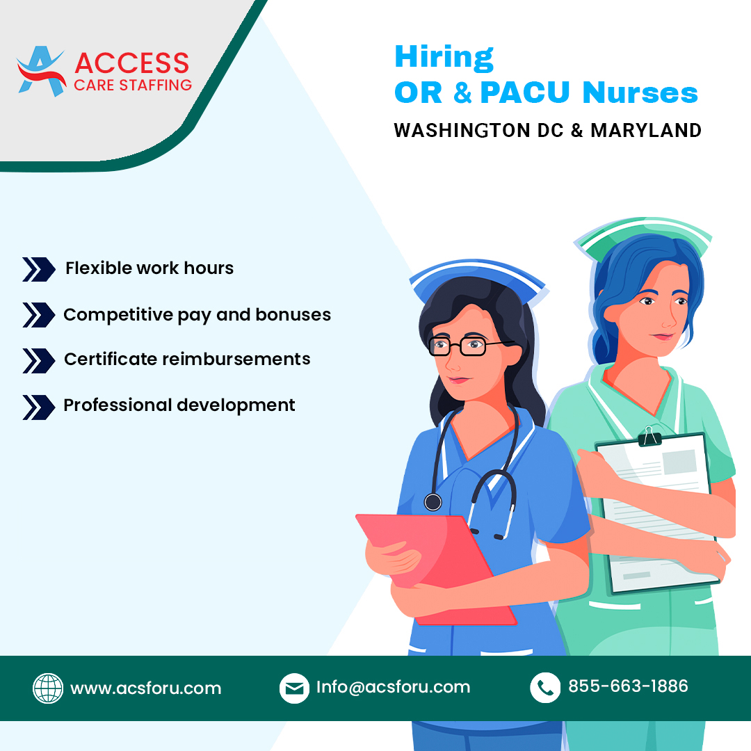 We are hiring OR and #PACU Nurses in Washington, DC, and Maryland Locations.
Flexible working hours, Competitive pay and Bonuses.
Apply Online Now at: lnkd.in/d4ubXEbM
#hiring #nurses #accesscares #ORnurses #staffing #nurse #nursing #nursejobs #nursinglife #careworker