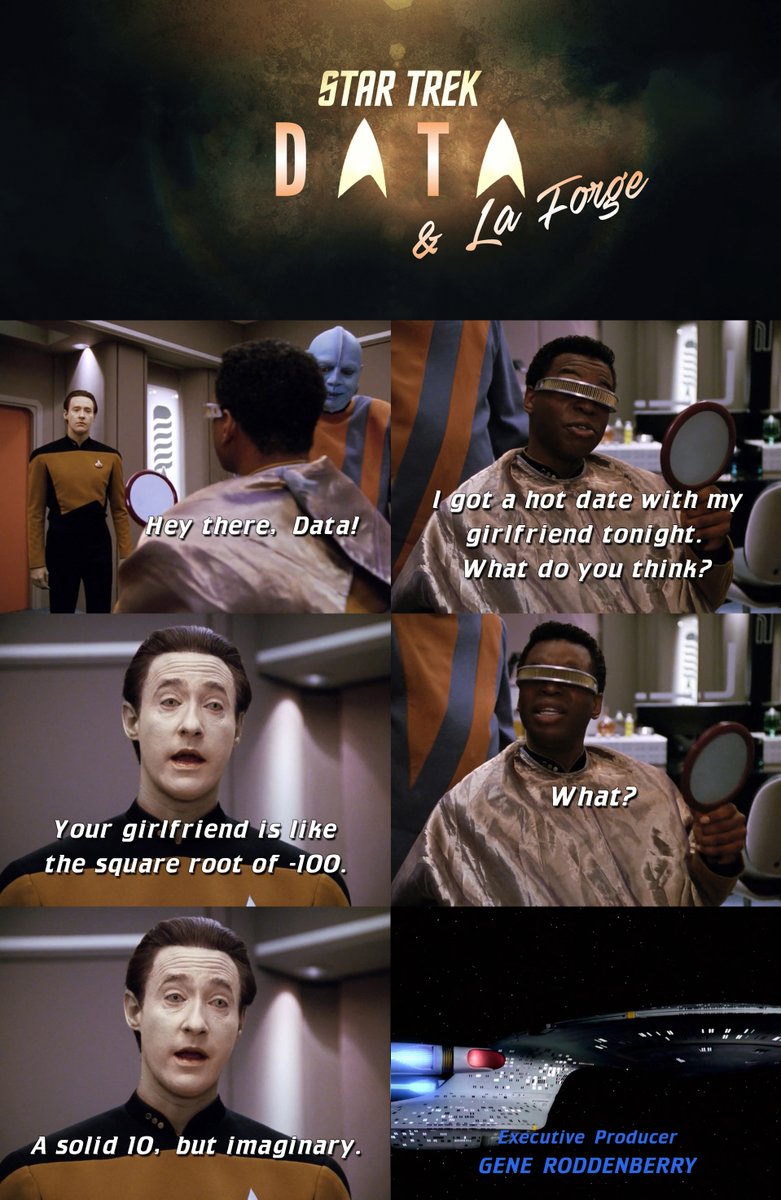 STDeltaShift's tweet photo. Barber shop to Sickbay - We need a burn response unit here stat! #StarTrek #DataandLaForge https://t.co/3MJLb7uBTb