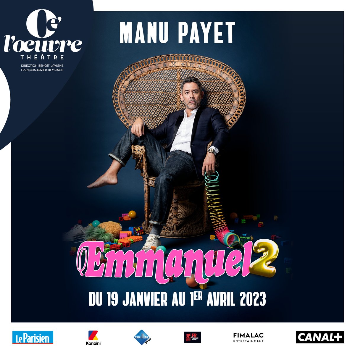 Coullier Productions (@coullierprod) on Twitter photo Dès la semaine prochaine, Manu Payet vous donne rendez-vous au <a href="/THEATREdlOEUVRE/">Théâtre de l'Œuvre</a> pour son nouveau spectacle Emmanuel2 !
Avec Canal+, Le Parisien et Konbini
Infos et résas : manupayet.fr Dès la semaine prochaine, Manu Payet vous donne rendez-vous au <a href="/THEATREdlOEUVRE/">Théâtre de l'Œuvre</a> pour son nouveau spectacle Emmanuel2 !
Avec Canal+, Le Parisien et Konbini
Infos et résas : manupayet.fr