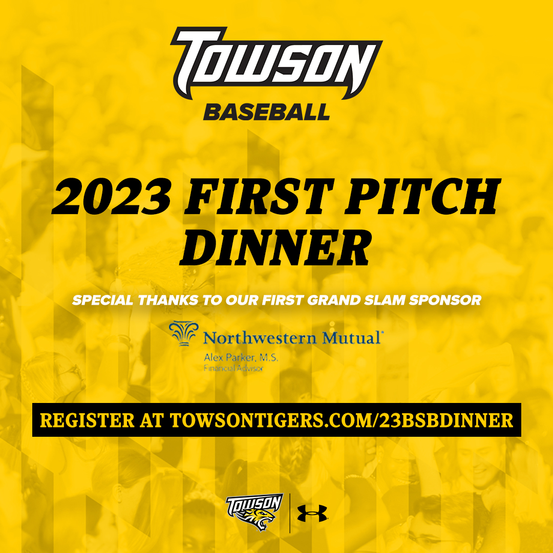 Reserve your tickets today for Towson Baseball's annual First Pitch Dinner on Sat., Jan. 28!

This year's featured speaker is Baltimore Orioles Executive Vice President and General Manager Mike Elias!

For more information and to register, visit towsontigers.com/23bsbdinner
