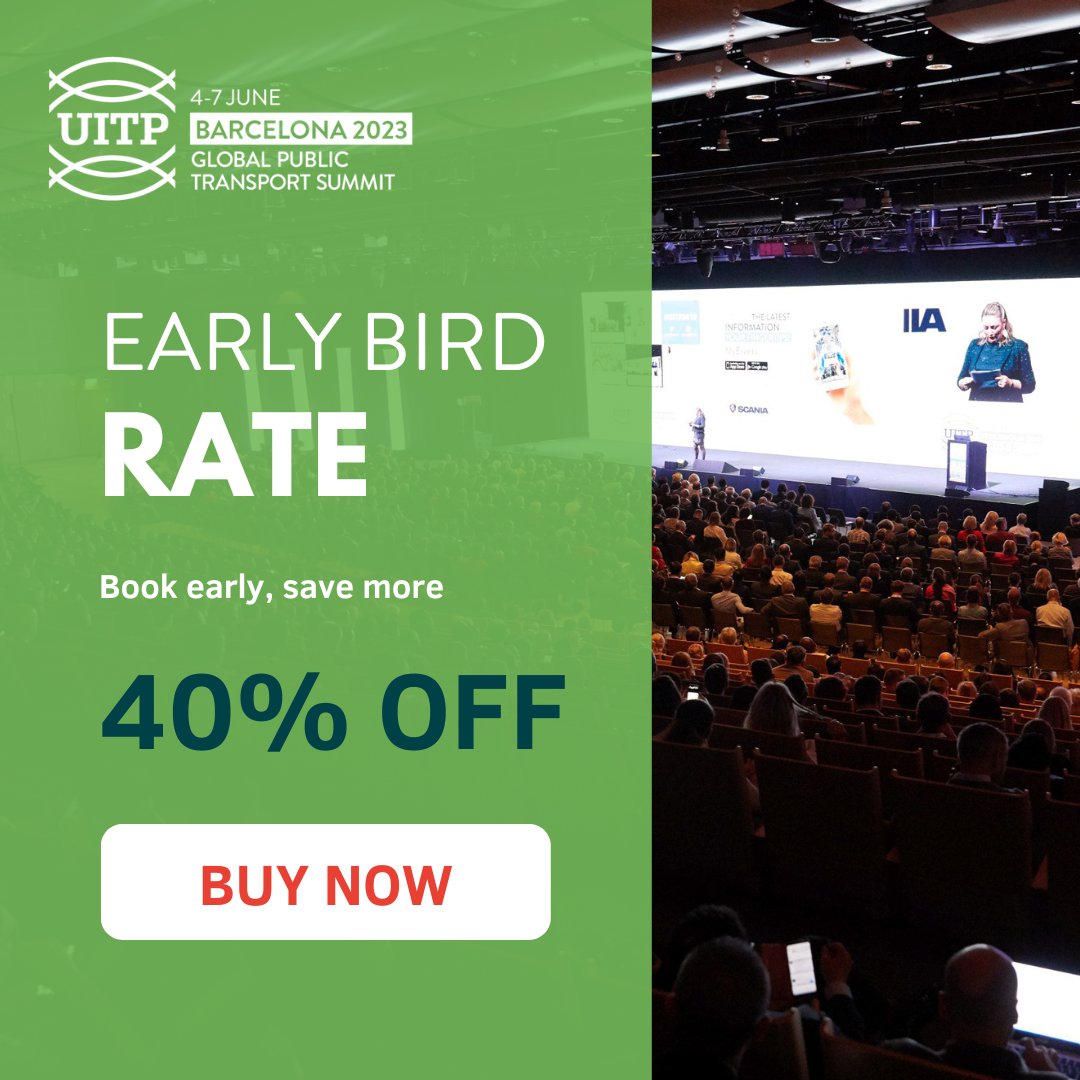 uitpsummit's tweet photo. 📢 Less than 2 weeks to enjoy the early bird rate! ⏰ 

Register now and save 40% off your Full Pass 🙌 

Book your ticket here 👉 https://t.co/TlefyRz1cT

#UITP2023 | #fullpass | #bestrate https://t.co/P1rgzXP2FM