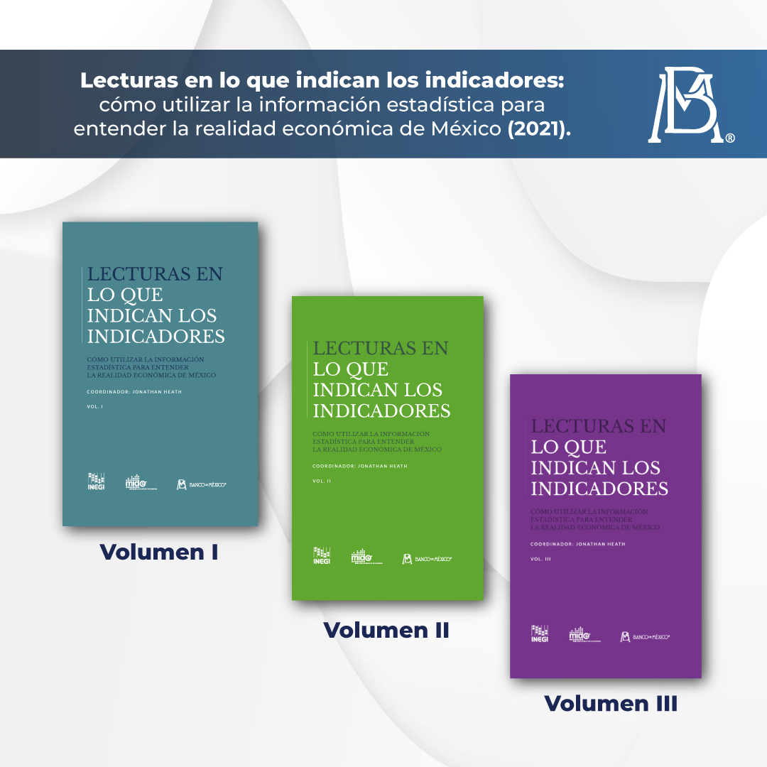 Te invitamos a descargar de forma gratuita los libros de la serie "Lecturas en lo que indican los indicadores: cómo utilizar la información estadística para entender la realidad económica de México (2021)" en banxico.org.mx/publicaciones-…