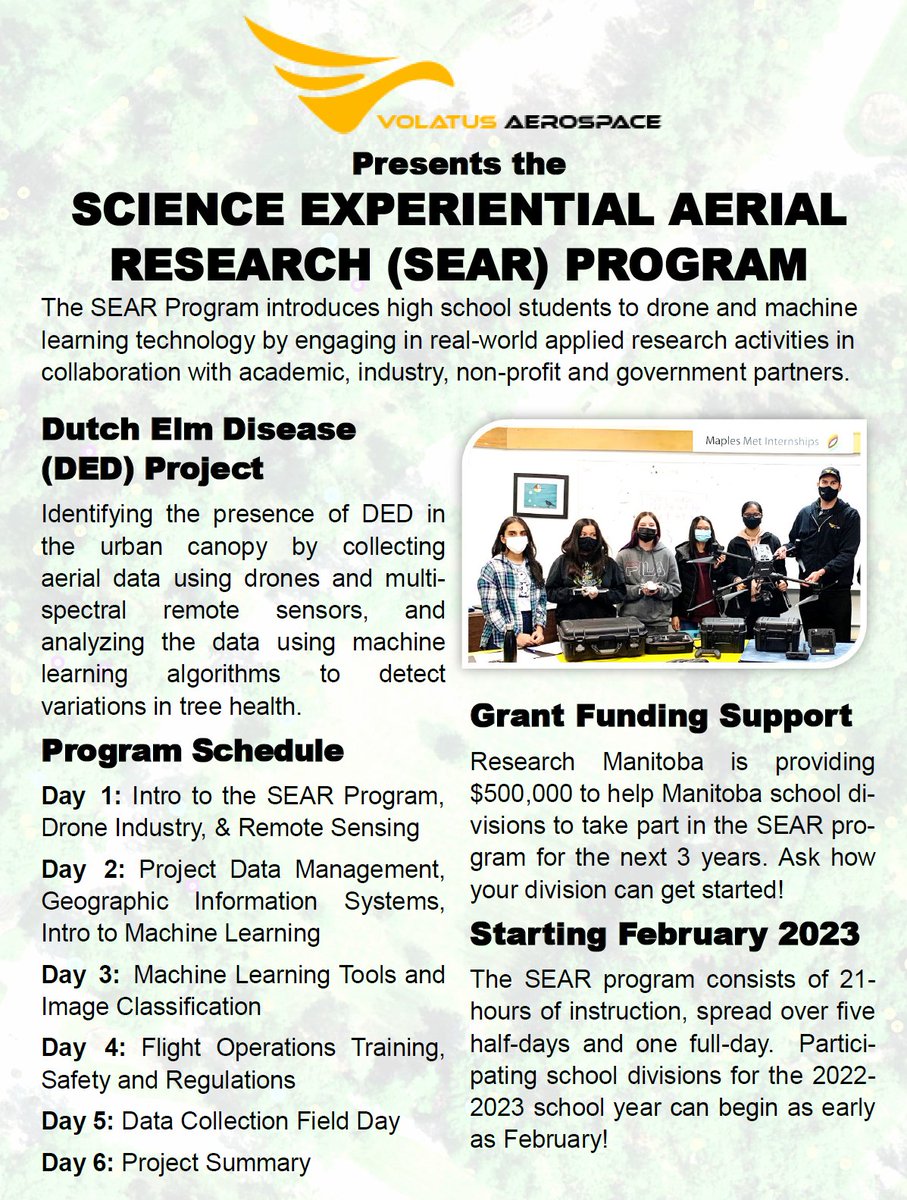 AerialEducator's tweet photo. Looking for cooperating #teachers and school divisions in #Manitoba interested in a program that introduces students to #drones and #machinelearning #technology.  We have $500,000 of grant funding from @ResearchMB to help cover the costs.

Reach out if interested! https://t.co/8HCkFD4KCo