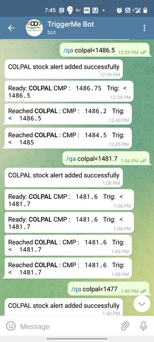 krishnakhanna's tweet photo. Introducing #TriggerMe #Telegram #Bot for tracking the markets realtime.
#Equity/#Cryptocurrency/#Indices/#Crypto
Be with the price, Track it Live!
Access bot on Telegram: @TriggerMe_bot
Intro: https://t.co/VrUA3vakV4
Details: https://t.co/CyuckMtJpT https://t.co/T7P4oFONR7