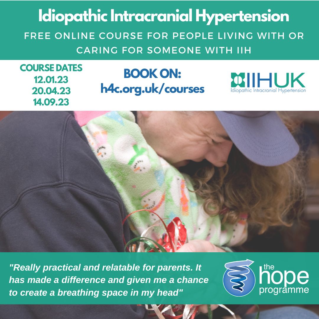 HOPE4TC's tweet photo. Living with #IdiopathicIntracranialHypertension? or care for someone who is?  Working with @IIHUK we researched the biggest challenges for people living with IIH are &amp; developed a #HopeProgramme for this condition. Free spaces available - book here: https://t.co/OV3akvSGHl  #IIH https://t.co/pPEpRgadeU