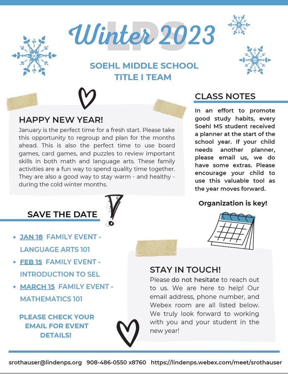 MsRothauser's tweet photo. Winter news from the Title I team @SoehlLPS…❄️❄️❄️ @principalglong @jensmithELA @LindenSchoolsNJ @lcvandam https://t.co/wYixQfapjP