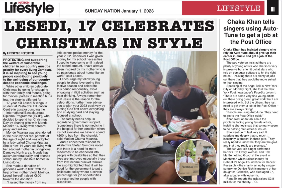 A beautiful #Christmas #news #story from #Zambia about Lesedi Mwinga (17) and Monde Mpanza (14).