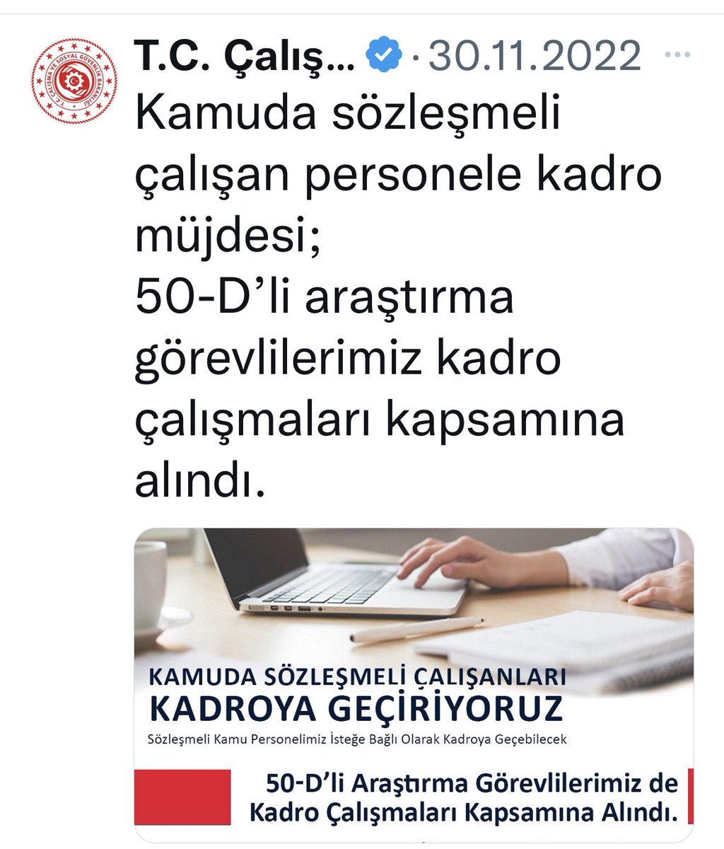 DEVLET SÖZÜNÜN GEREĞİNİ YAPAR!
30 Kasım’da <a href="/csgbakanligi/">T.C. Çalışma ve Sosyal Güvenlik Bakanlığı</a> 50/D’li araştırma görevlilerine kadro müjdesi vermişti.
Ancak bugün açıklanan teklifte bunun gereğinin yapılmadığı görüldü.
Bunu kabul etmiyoruz!
Hükümetin genç akademisyenlerimize verdiği sözü, <a href="/TBMMresmi/">TBMM</a> havada bırakamaz!