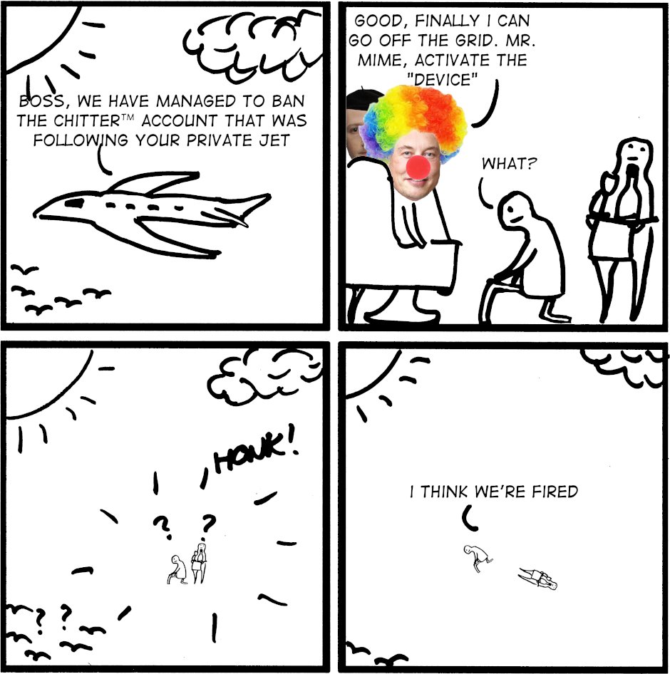 kwb_fm's tweet photo. New episode of Cleown Musk. All previous episodes are on tapas https://t.co/9c99sR5NX7 and will be on webtoons https://t.co/9w4h1TyIPs (currently catching up there) If you like the comic then retweet/boost!
#Musk #plane #doxxing #twitter #comedy #teleportation #escape https://t.co/65Z5cCps5k