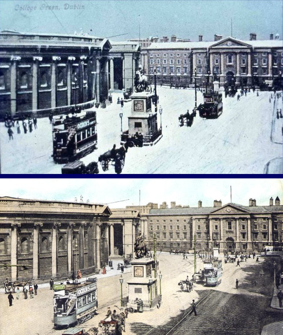 Found an old image of College Green in the snow recently...
Then I found what I think is the original image, with no snow!
I reckon there are enough similarities (eg, the group of people on the left) to prove that it's the same original image, with added 'snow' !
#CollegeGreen