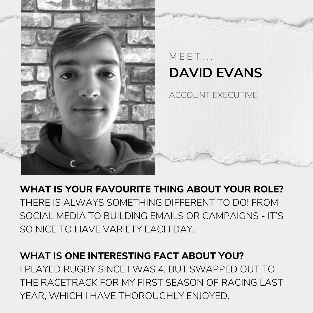 marketingdel's tweet image. Introducing our first #MeetTheTeam of the year: David Evans! David has worked with us on #SocialMedia for a few years and has recently taken on wider #eCRM projects. We&apos;ll be sponsoring David in his second season behind the wheel, so watch this space to follow his progress 👀 🏁