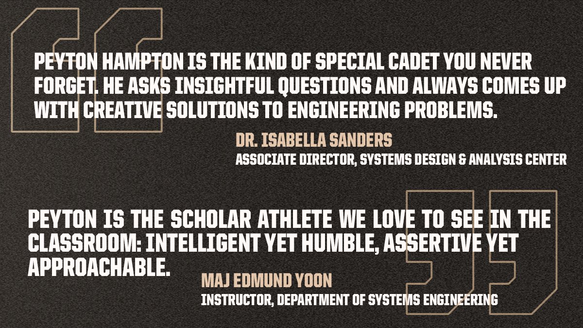Highlighting the work in the classroom 👏👏👏

Peyton Hampton is our first Cadet-Athlete Academic Spotlight in 2023!

#GoArmy

⬇︎⬇︎⬇︎