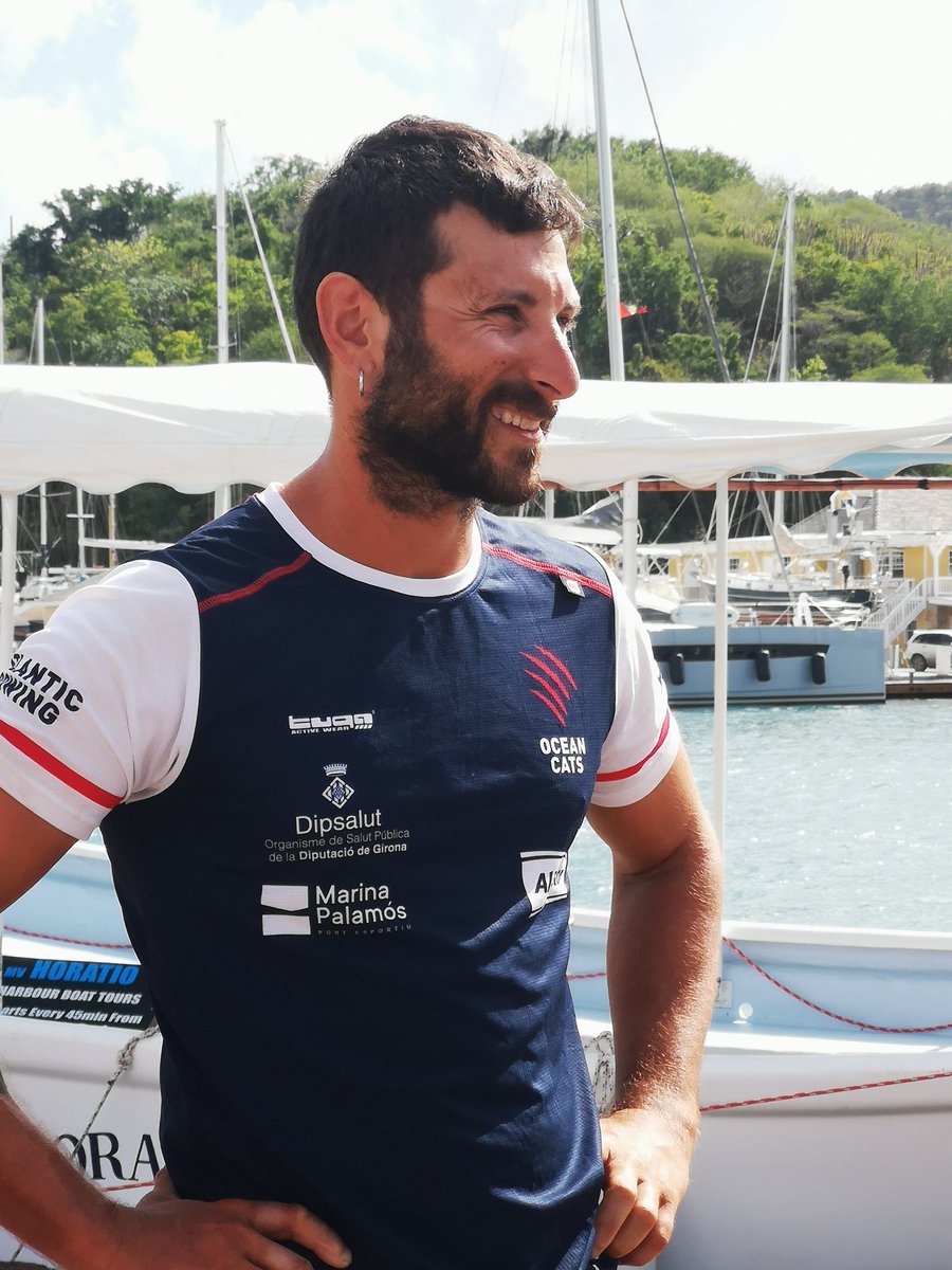 CarriePFord's tweet photo. Wonderful to meet the winning #transatlantic #taliskerwhiskyatlanticchallenge2022 winners from Spain. Bronzed, refreshed from their first nights sleep for over 31 days. Brilliant outcome! #Antigua #nelsonsdockyard #twac #resilience #teamwork https://t.co/xW6IZkdn10