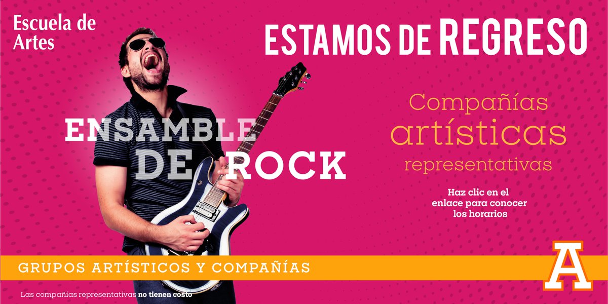 #Aviso ¡Las Compañías Artísticas de Campus Sur están de regreso!

¿Te apasiona la música, los solos de guitarra y los sonidos potentes? 

Entonces el ensamble de rock es para ti 😝🤟

Entra en la siguiente liga y conoce los horarios👇

anahuac.mx/mexico/Escuela…
