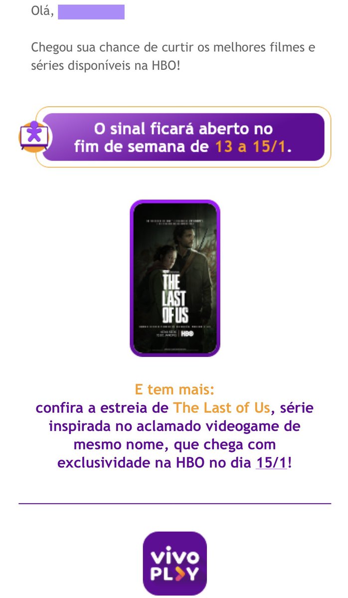 dalva_veronica's tweet image. Aplicativo da operadora Vivo VivoPlay, abre o sinal do canal HBO entre os dias 13/1 a 15/1, em virtude da grande estreia da série The Last of Us.

#VIVOplay #Vivo #TheLastOfUs #TheLastOfUHBO #HBOMax #HBO #SinalAberto