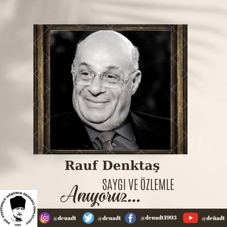 DEÜ ADT (@deuadt) on Twitter photo Rauf Raif Denktaş, Kıbrıs Türkü siyasetçi ve yazardır. Denktaş, Kuzey Kıbrıs Türk Cumhuriyeti'nin kurucusu ve ilk cumhurbaşkanıdır. 1983'ten 2005'e kadar toplamda 21 yıl 5 ay 9 gün cumhurbaşkanlığı yapmıştır.
Ölümünün 11. yılında saygıyla anıyoruz. Rauf Raif Denktaş, Kıbrıs Türkü siyasetçi ve yazardır. Denktaş, Kuzey Kıbrıs Türk Cumhuriyeti'nin kurucusu ve ilk cumhurbaşkanıdır. 1983'ten 2005'e kadar toplamda 21 yıl 5 ay 9 gün cumhurbaşkanlığı yapmıştır.
Ölümünün 11. yılında saygıyla anıyoruz.