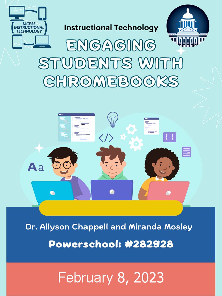 Looking for ways to implement Chromebooks in the classroom? Register for the following workshop. <a href="/MCPSSInstTech/">MCPSS Instructional Technology</a> <a href="/MobilePublicSch/">MobilePublicSchools</a>