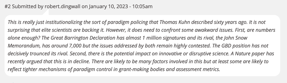tufftitmouse's tweet photo. @vaughandy @maxdkozlov @Nature @russellfunk @dashunwang @yian_yin MBAs killed the practice of medicine so I'm allergic to "disruptive" and other buzzwords.  They use them to create a fake crisis in order to steal public money.  Antivaxers are already using this paper to say, "less science policing!" https://t.co/UtRK9ORWhh