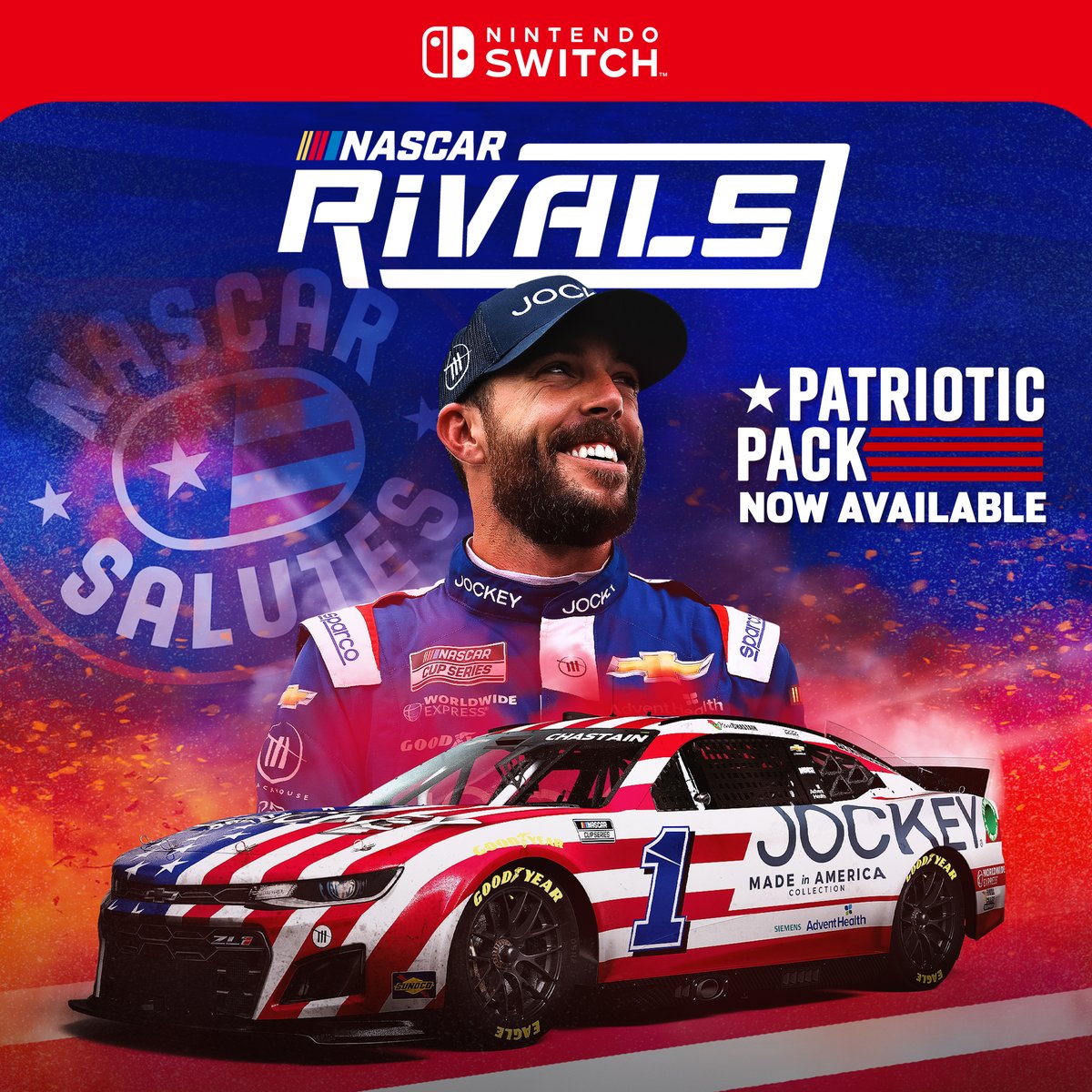 Relive more of your favorite moments with the #NASCARRivals Patriotic Pack! This pack features 5 NEW Challenges, 30 alternate paint schemes, legendary #NASCAR driver Bill Elliott, and more! Available now: bit.ly/3IIrfMA
