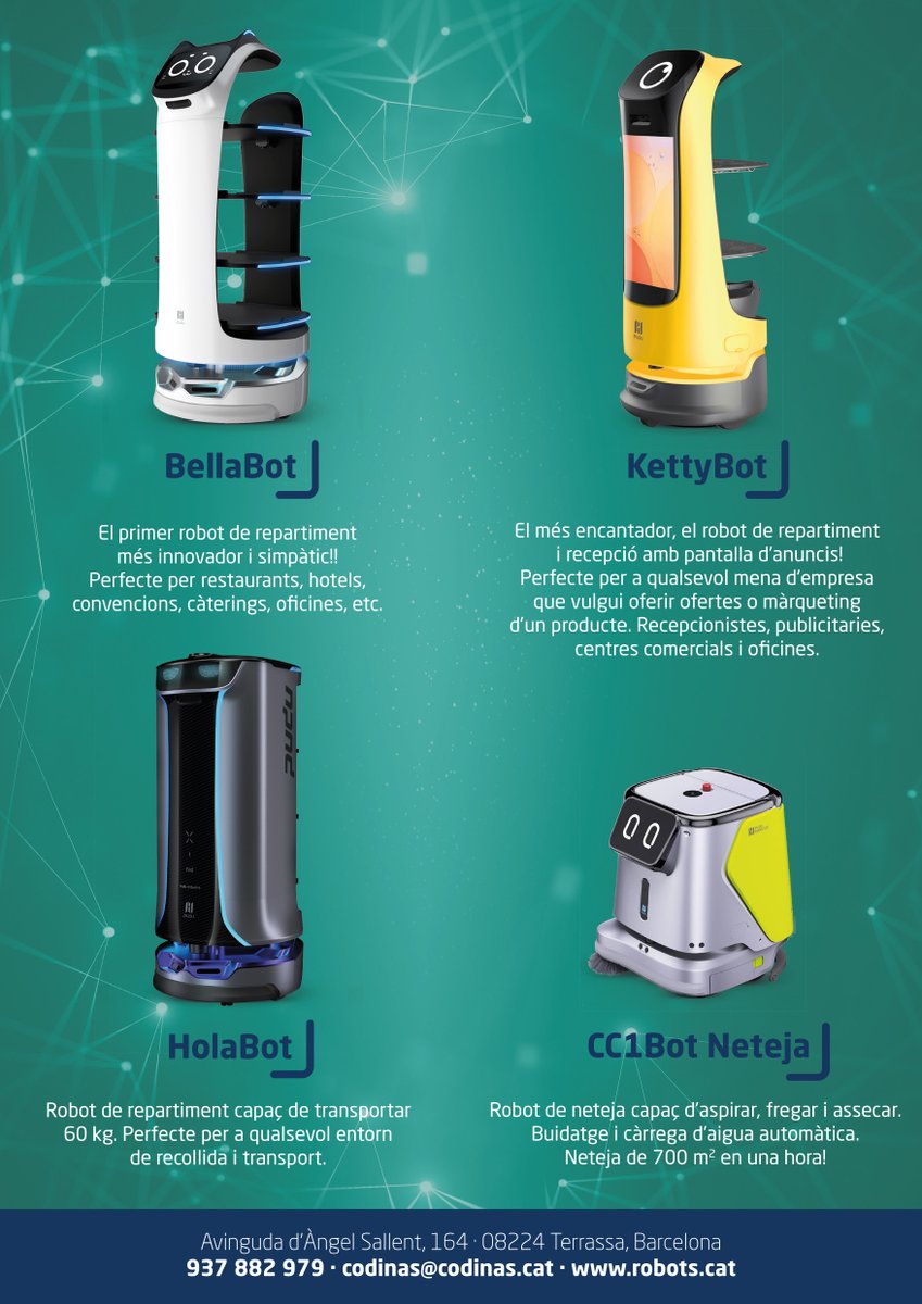 codinas_cat's tweet photo. Ja tenim els robots col·laboratius #Pudu aquí #Terrassa.
#robot #BellaBot #KettyBot #HolaBot #CC1Bot de @PuduRobotics
#CodinasRobots
🤖https://t.co/nin8tiLr4v
👉https://t.co/q0tZS62sTn https://t.co/uFgEiBztkf