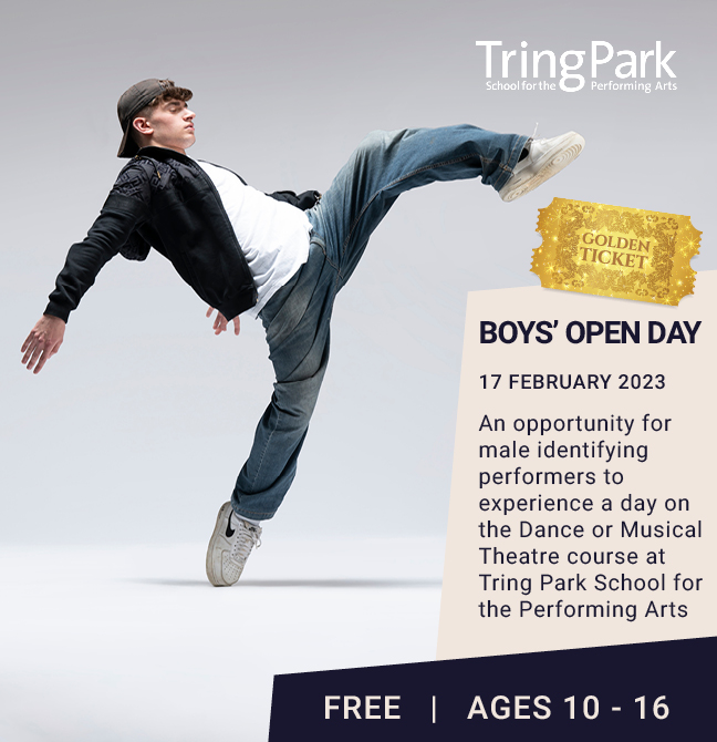 You're invited to a FREE Boys' Open Day where male identifying young performers have an exceptional opportunity to experience the Dance or Musical Theatre course at the UK's leading performing arts and academic school ✨ 📆 17th February 👦 Ages 10-16 tringpark.com/event/life-in-…
