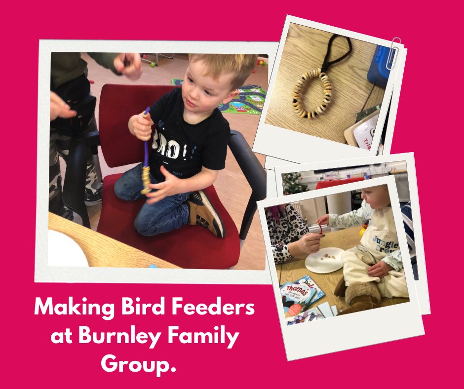 LancsHome's tweet photo. We’ve had fun making bird feeders at groups this week for #BigGardenBirdWatch @RSPBEngland @Natures_Voice #supportingfamilies #birdfeeders #funatfamilygroups #homestartineastlancashire https://t.co/RcxaF1K9Vl