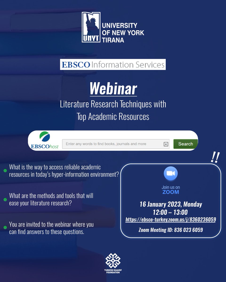 UNYT_Official's tweet photo. 🔵What is the way to access reliable academic resources in today's hyper-information environment? What are the methods and tools that will ease your literature research? 🗽 (+)
#joinunyt #unytisgrowing #unytisready4you #unytec https://t.co/NO7nEAshMk