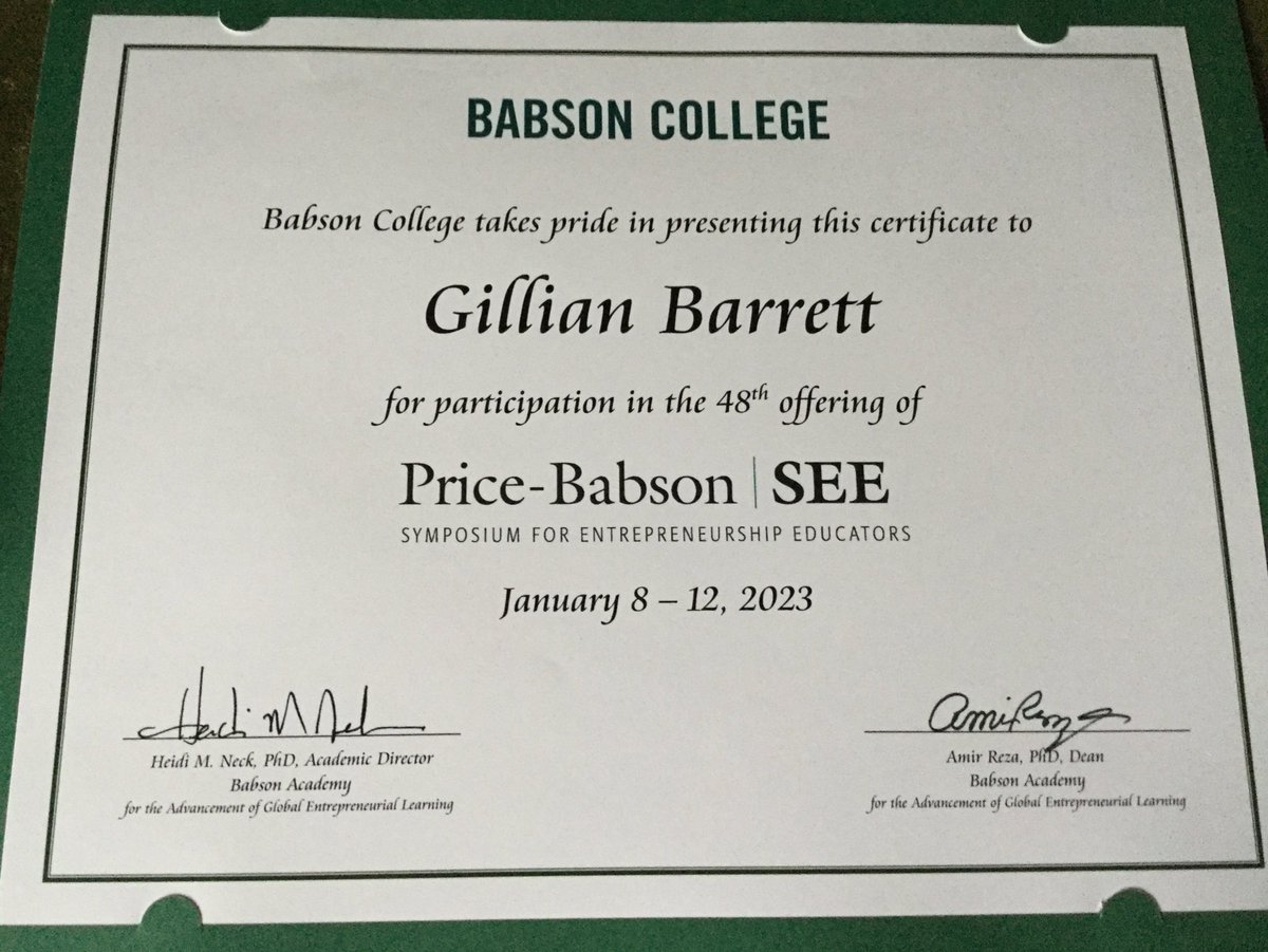 What a way to start 2023! Thankyou @babson for an incredible week. In particular, @ProfNeck and faculty for sharing your inspiring insights and your HOW #ActLearnBuild  #EntrepreneurshipEducation @CUBSucc