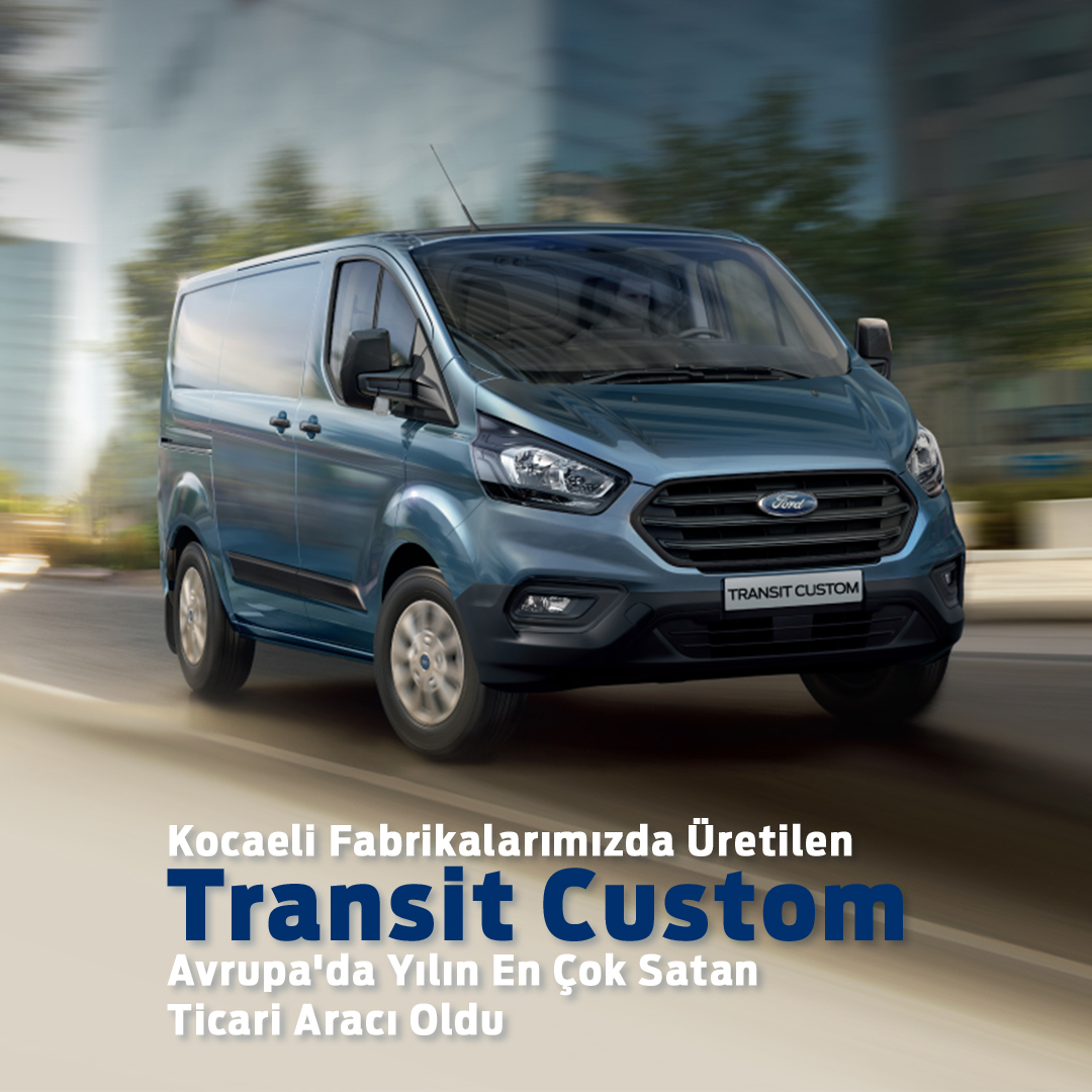 fordotosan's tweet photo. Kocaeli Fabrikalarımızın üretim gücüyle, Transit Custom modeli Avrupa'da kendi segmentinde yılın en çok satan ticari aracı; Ford ise ticari araç pazarında Avrupa'da 8. kez satış lideri oldu. Başarılarımızın arkasındaki tüm çalışma arkadaşlarımızı tebrik ediyoruz. #TransitCustom https://t.co/DlFmjFJu29