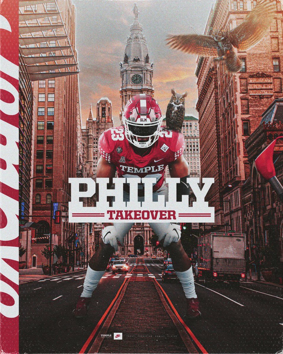 CoachScheier's tweet photo. Temple TUFF starts in PHILADELPHIA!
THAT blue collar, chip on your shoulder, Broad Street Bullies, Rocky Balboa kind of stuff STARTS RIGHT HERE in the City of Brotherly Love. 🏙️🦉💪🏾♦️👊🏼
#TempleTUFF #PhillyTakeover https://t.co/flok2e7aFa