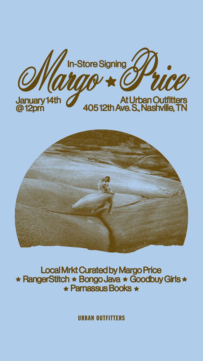 GoodbuyGirls's tweet photo. Popping up at @UrbanOutfitters Nashville tomorrow for @MissMargoPrice New Album In Store Signing &amp; Local Market https://t.co/cEH89bh876