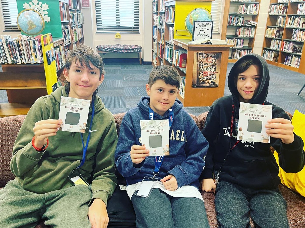 BeachStreetWI's tweet photo. Not sure what to read next? Stop by the library for a scratch off suggestion card! #bsp #middleschoollibrary #whatdoireadnext #wiproud https://t.co/Zkqp6a0fF2