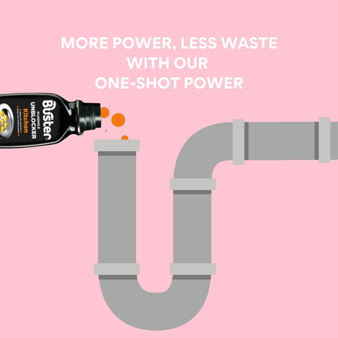 BusterProducts's tweet photo. We don't like waste, so when it comes to unblocking your kitchen drains we knew that giant bottles of unblocker would be unnecessary when your U-bend only holds 300ml at any one time. #kitchensink #sinkclean #kitchenclean #plugholeunblocker https://t.co/kYVJrhAWDA