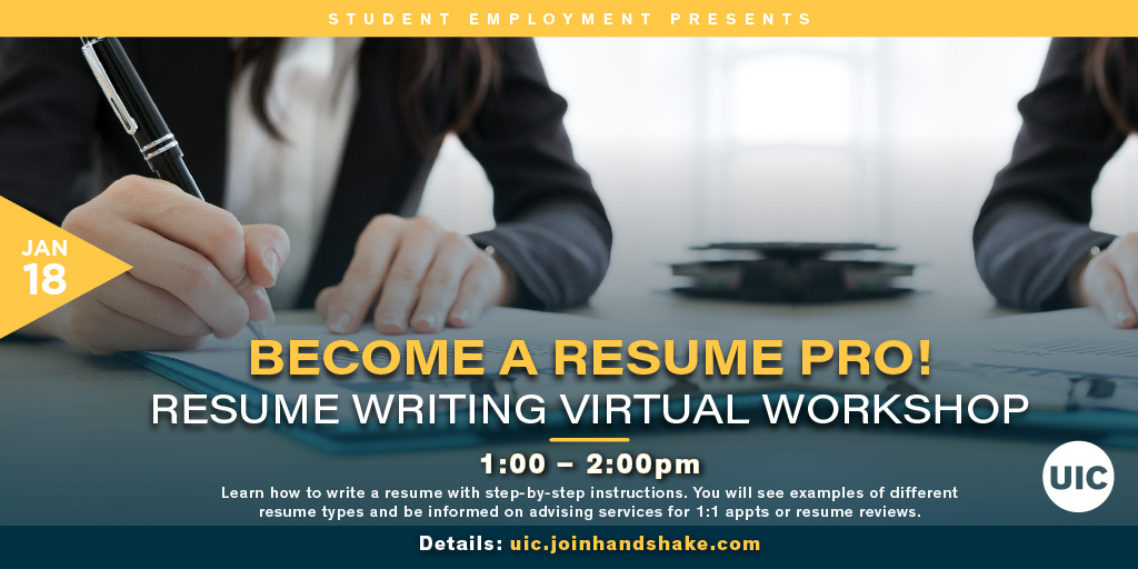 UIClife's tweet photo. Learn how to write a resume with step-by-step instructions. See examples of different resume types and be informed on advising services for 1:1 appts or resume reviews.
Details: https://t.co/NEbjt0XN7x #UICCareerSvcs #ResumeTips #JoinHandshake https://t.co/1Keg0zAJGG