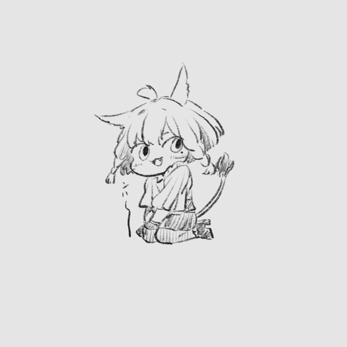 miqo'te monochrome 1girl greyscale tail animal ears solo  illustration images