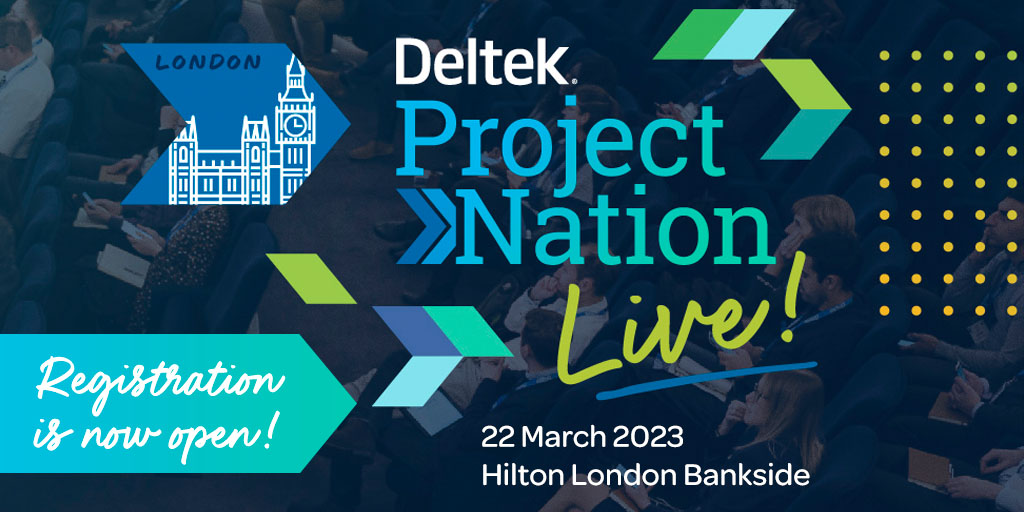 We’re excited to announce our EMEA customer conference, Deltek Project Nation Live London 2023 is here! 🎉 Join us in London on 22 March to get the latest updates and network with peers bit.ly/3IGjZkg Registration is open today! #DeltekProjectNationLiveLondon