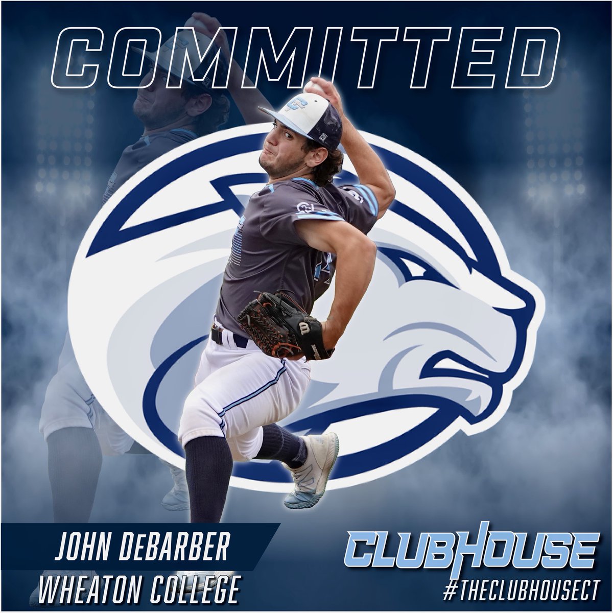 Congrats to John DeBarber on his commitment to Wheaton! He'll utilize his talents in the outfield and on the mound. He has a heavy + deceptive heater, breaking ball, and changeup. He tracks every ball in the OF and is a threat at the plate🔥@WheatonBSB #TheClubhouseCT #NextLevel