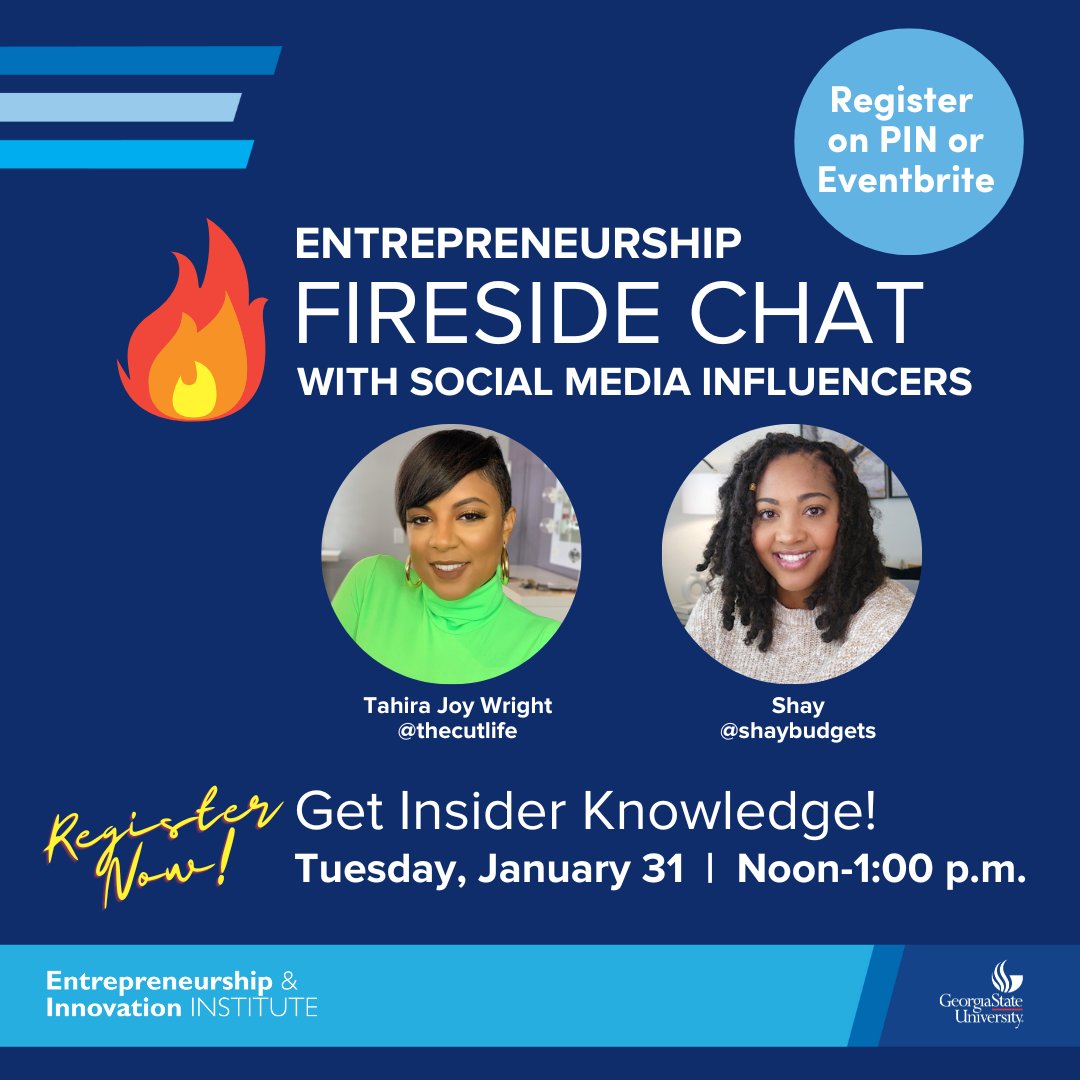 Get insider knowledge on how to grow your brand to make money and create an impact! Join #ENIGSU for this chat with top SM influencers Tahira of <a href="/thecutlife/">The Cut Life</a> and Shay of @shaybudgets on 1/31 @ noon. Register: bit.ly/3XpvGQD?utm_so…

#StateStarts #TheStateWay #branding #startup