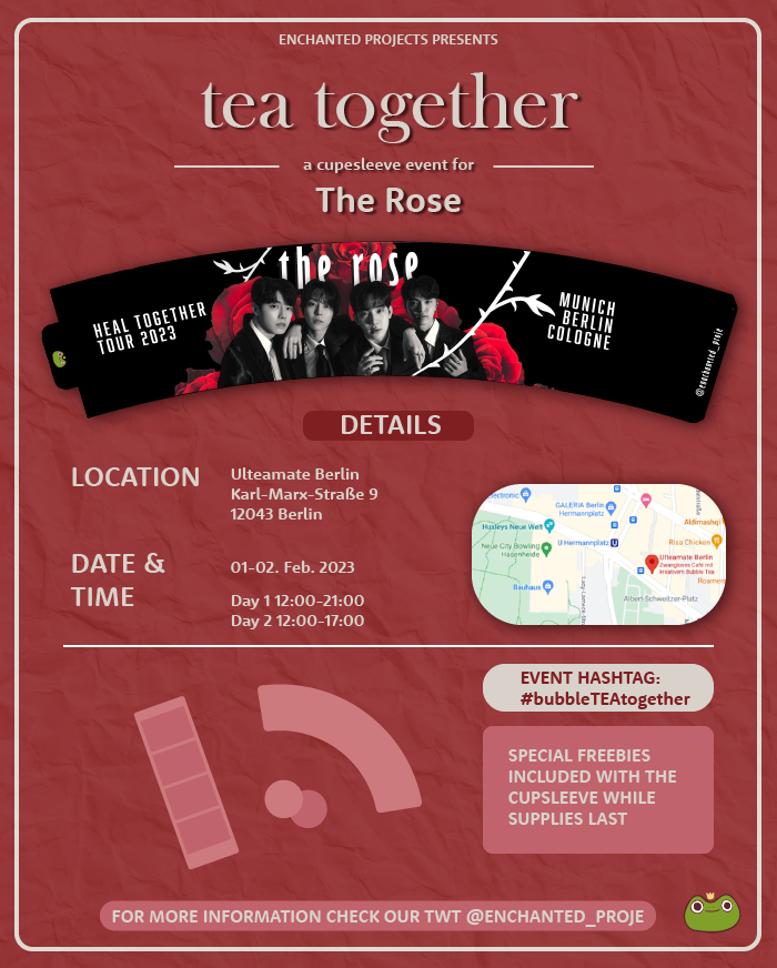Enchanted_Proje's tweet photo. hi blackroses🌹
d-day is coming closer and closer! we hope to see you all at our the rose cupsleeve event at Ulteamate in berlin! 

psst... you can still enter our giveaway all info below. 
#bubbleTEAtogether #TheRose #HEALTogetherTour https://t.co/pyq22skiu7