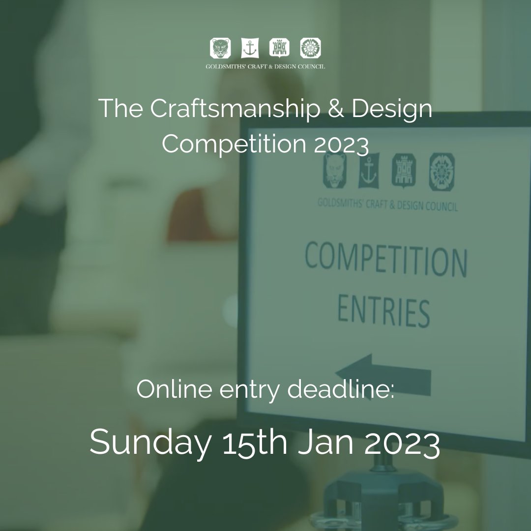 The online entry deadline for all 2D &amp; 3D entries is this Sunday 15th January at midnight and it is still not too late to enter this year’s GC&amp;DC Competition! 
Following this you will need to drop-off or post-in your work to us at the Goldsmiths' Centre for judging. #GCDCAwards