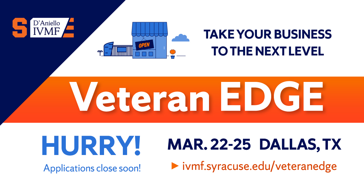 Calling all veteran & military spouse-owned businesses! Join us at the Veteran EDGE Conf. on March 22-25 in Dallas! Network, discover new opps, gain insights to grow your business. Register now at bit.ly/3Zwmtrp. #veteranbusiness #militaryspousebusiness #VeteranEDGE23