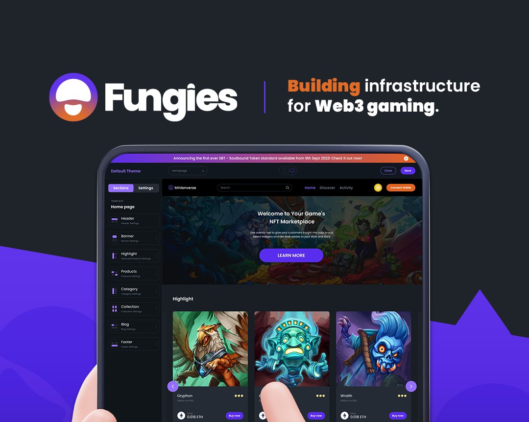 📢Introduce <a href="/fungies_io/">Fungies.io</a>, the Web3 game building solution platform

Fungies aims to deliver an extensive set of tools which significantly help Web3 builders on their product development💥

A sneak peek of their NFT Marketplace product has been disclosed!

▶️fungies.io